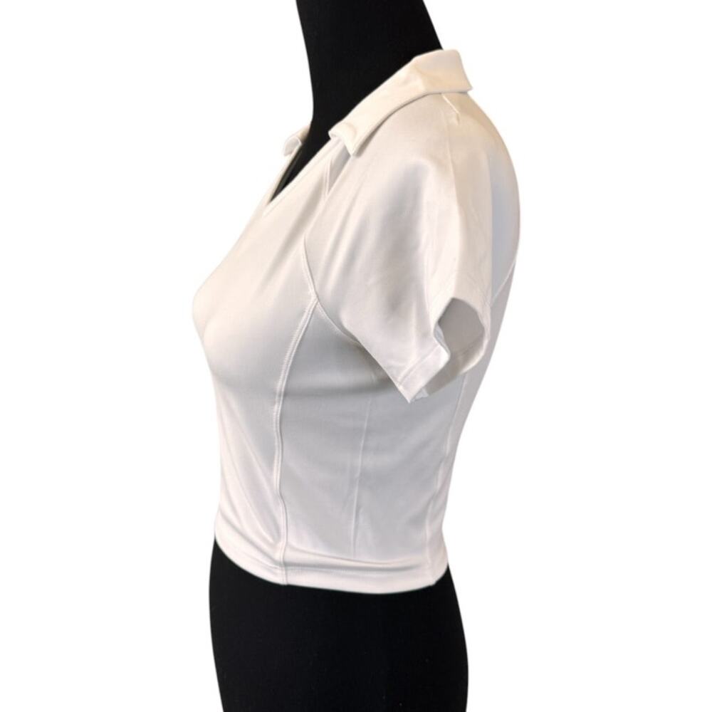 NEW YOGALICIOUS Seaport Johnny Collar Crop Polo Top Size S - Picture 2 of 3
